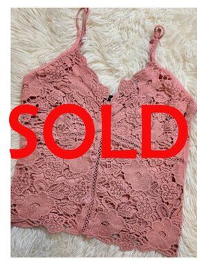 SOLD🌸Ambiance Pink Mauve Crotchet Lace Lined Bustier Bralette Tanktop Cami